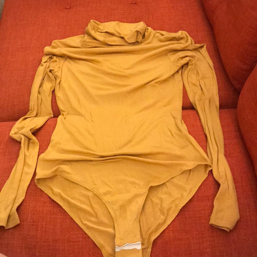Mustard knit turtle neck bodysuit